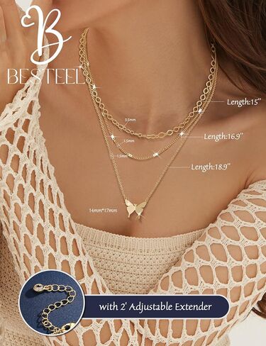 Besteel 3pcs قلادات الذهب ذات الطبقات الوعرة للنساء - paperclip pearl choker necklace stack مجموعة عصرية بسيطة سلسلة سلسلة مجوهرات غير مشوهة بالماء الهدايا in Saudi Arabia