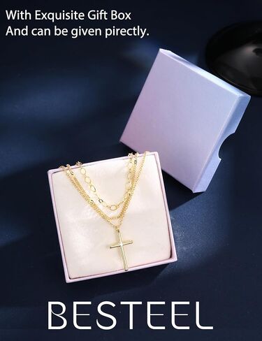 Besteel 3Pcs Dainty Layered Gold Necklaces for Women - Paperclip Pearl Choker Necklace Stack Set Trendy Simple Layering Chain Pendant Jewelry Non Tarnish Waterproof Gifts in Saudi Arabia