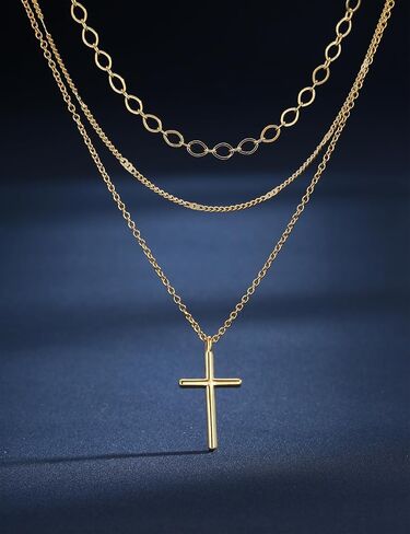 Besteel 3Pcs Dainty Layered Gold Necklaces for Women - Paperclip Pearl Choker Necklace Stack Set Trendy Simple Layering Chain Pendant Jewelry Non Tarnish Waterproof Gifts in Saudi Arabia