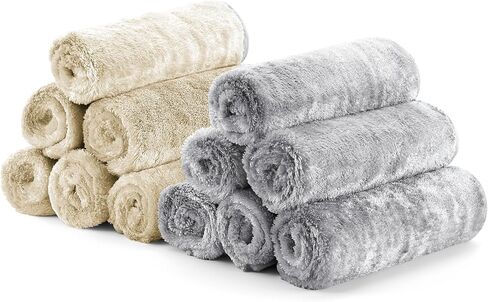Fantasticlean Microfiber Car Detailing Towels, Car Drying Towel with Edge, Plush, Coral Fleece, 700GSM, 16" x 16", 12 Pack, Scratch-Free, Ultra Absorbent, Car RV Boat Home Cleaning (Grey and Camel) in Saudi Arabia