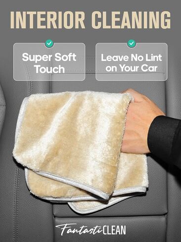 Fantasticlean Microfiber Car Detailing Towels, Car Drying Towel with Edge, Plush, Coral Fleece, 700GSM, 16" x 16", 12 Pack, Scratch-Free, Ultra Absorbent, Car RV Boat Home Cleaning (Grey and Camel) in Saudi Arabia