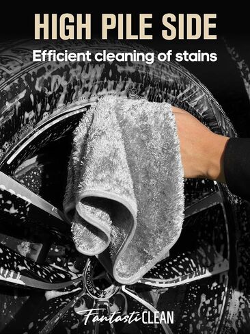 Fantasticlean Microfiber Car Detailing Towels, Car Drying Towel with Edge, Plush, Coral Fleece, 700GSM, 16" x 16", 12 Pack, Scratch-Free, Ultra Absorbent, Car RV Boat Home Cleaning (Grey and Camel) in Saudi Arabia