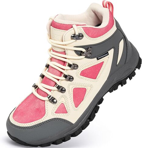 R CORD Kids Hiking Boots Waterproof Durable TPR Traction Outsole Anti-Skid Athletic Lace Up Hiking Shoes for Outdoor Adventure in Kuwait