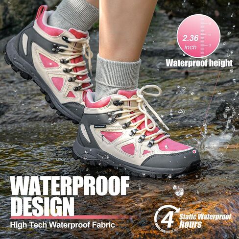 R CORD Kids Hiking Boots Waterproof Durable TPR Traction Outsole Anti-Skid Athletic Lace Up Hiking Shoes for Outdoor Adventure in Kuwait