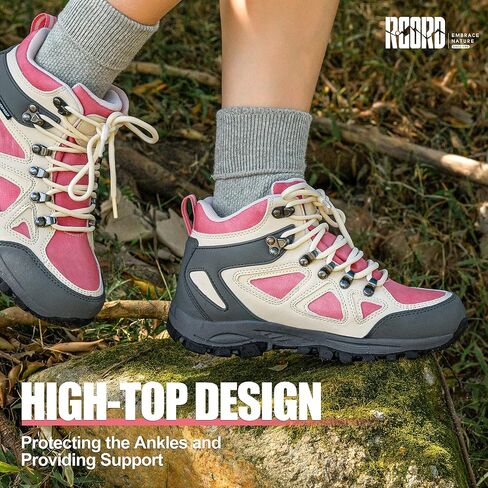 R CORD Kids Hiking Boots Waterproof Durable TPR Traction Outsole Anti-Skid Athletic Lace Up Hiking Shoes for Outdoor Adventure in Kuwait