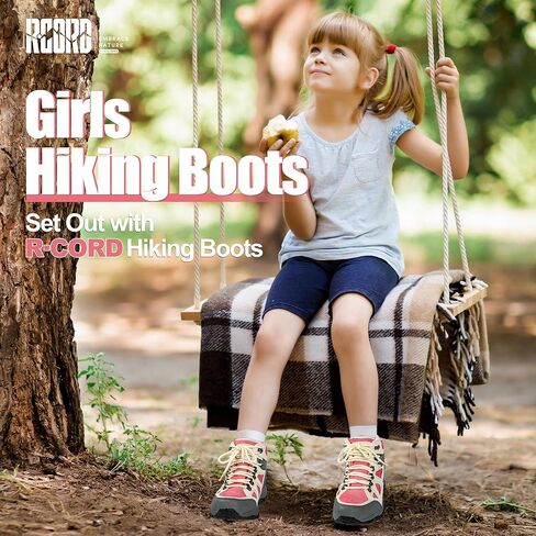 R CORD Kids Hiking Boots Waterproof Durable TPR Traction Outsole Anti-Skid Athletic Lace Up Hiking Shoes for Outdoor Adventure in Kuwait