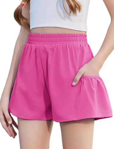 Zaclotre Girls Ruffle Athletic Shorts with Pockets High Waisted Kids Sport Shorts for Soccer Basketball Running in Saudi Arabia