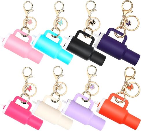 8or12Pack Mini Tumbler Keychain for Stanley Cup Cute Key Chain Chapstick Holder Charms for Women Backpack Bag in Kuwait