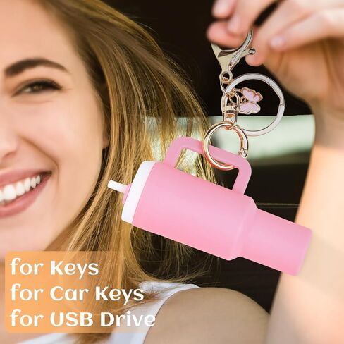 8or12Pack Mini Tumbler Keychain for Stanley Cup Cute Key Chain Chapstick Holder Charms for Women Backpack Bag in Kuwait