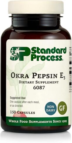 Standard Process Inc. Okra Pepsin E3 - Whole Food Digestive Health, Cholesterol, Bowel and Bowel Cleanse with Pepsin, Alfalfa, Spanish Moss, Buckwheat and Okra, Gluten Free - 90 Capsules in Saudi Arabia