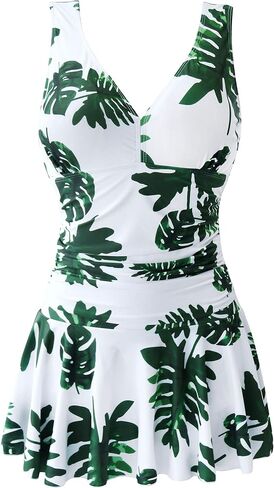 AONTUS Plus Size Hawaiin Swimsuits for Women Swimwear Long Torso Tummy Control Swimdress in Saudi Arabia