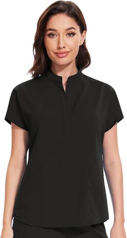 Niaahinn Scrub Top for Women-Mandarin Collar ، اثنين من الجيوب ، مكافحة الشريان ، فرك نسائي 4 اتجاهات in Kuwait