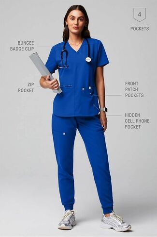 Fabletics Women's Mode Scrub Top - MotionTech, 4-Way Stretch, Wrinkle-Resist, Anti-Shrink in Kuwait