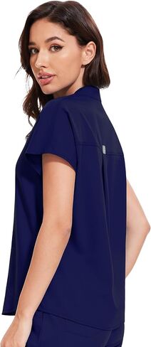 niaahinn Scrub Top for Women - Mandarin Collar, 2 Pockets, Anti-Shrink, 4-Way Stretch Women’s Scrub Top in Saudi Arabia