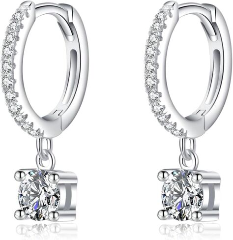 SLUYNZ Solid 925 Sterling Silver CZ Hoop Earrings for Women Teens Small CZ Hoop Earrings Huggie Drop in Saudi Arabia