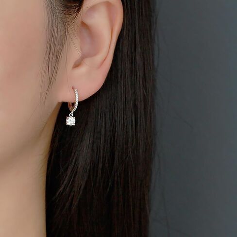 SLUYNZ Solid 925 Sterling Silver CZ Hoop Earrings for Women Teens Small CZ Hoop Earrings Huggie Drop in Saudi Arabia