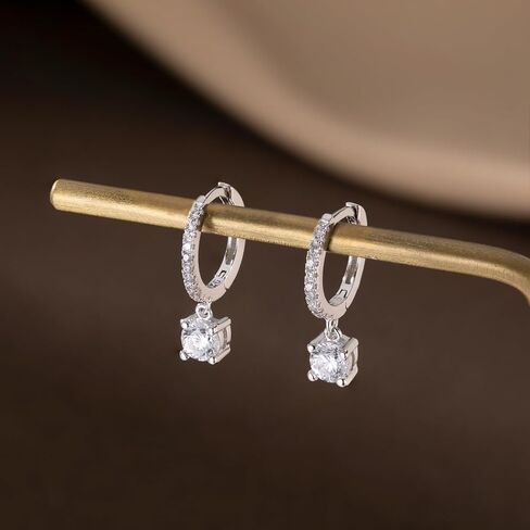SLUYNZ Solid 925 Sterling Silver CZ Hoop Earrings for Women Teens Small CZ Hoop Earrings Huggie Drop in Saudi Arabia