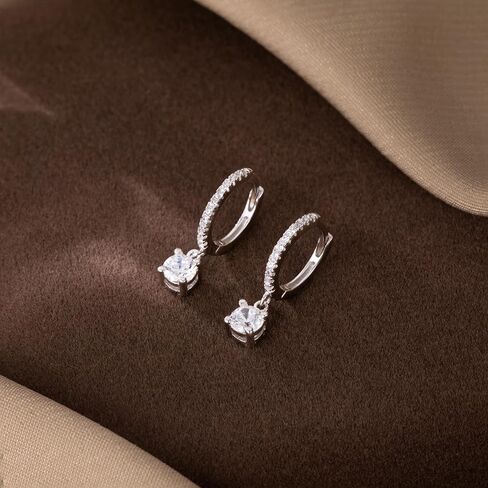 SLUYNZ Solid 925 Sterling Silver CZ Hoop Earrings for Women Teens Small CZ Hoop Earrings Huggie Drop in Saudi Arabia