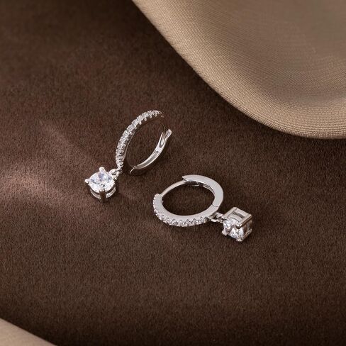 SLUYNZ Solid 925 Sterling Silver CZ Hoop Earrings for Women Teens Small CZ Hoop Earrings Huggie Drop in Saudi Arabia