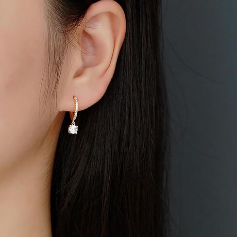 SLUYNZ Solid 925 Sterling Silver CZ Hoop Earrings for Women Teens Small CZ Hoop Earrings Huggie Drop in Saudi Arabia