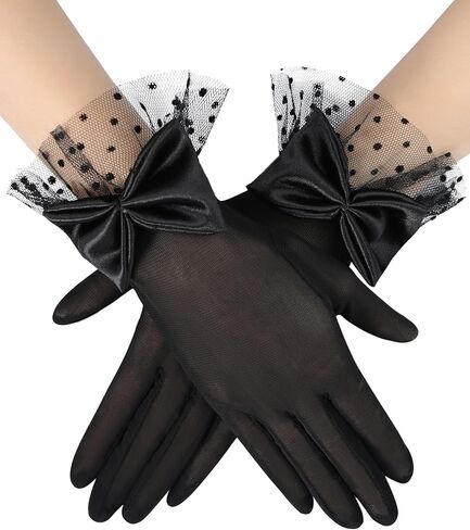 قفازات شاي قفازات شاي من الدانتيل النسائي مع إكسسوارات أزياء زفاف قصيرة القوس الأميرة in Kuwait