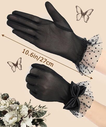 قفازات شاي قفازات شاي من الدانتيل النسائي مع إكسسوارات أزياء زفاف قصيرة القوس الأميرة in Kuwait