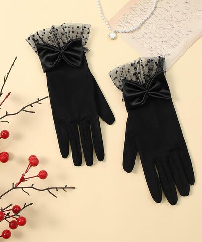 قفازات شاي قفازات شاي من الدانتيل النسائي مع إكسسوارات أزياء زفاف قصيرة القوس الأميرة in Kuwait