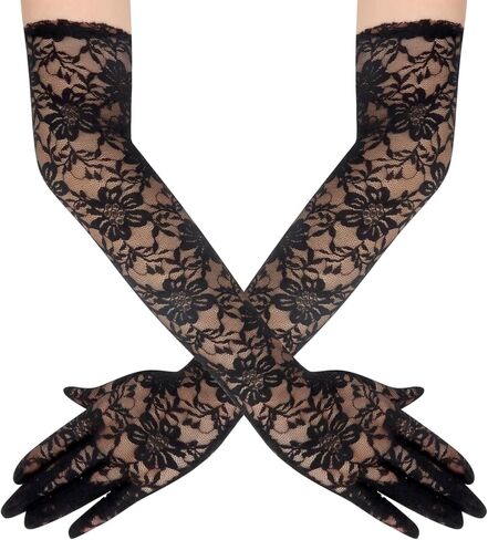 Lace Gloves Women Elbow Length Tea Party Opera Princess Lace Gloves for Women Girls in Kuwait