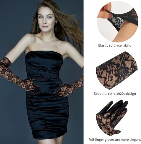 Lace Gloves Women Elbow Length Tea Party Opera Princess Lace Gloves for Women Girls in Kuwait