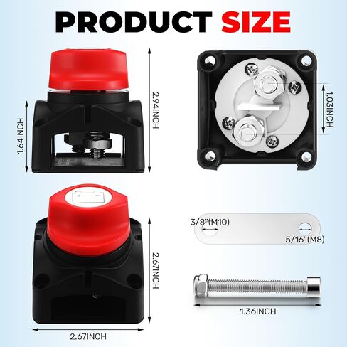 3 Pcs Battery Disconnect Switch Top Post On/Off 12-48v Battery Cut Off Switch Master Heavy-Duty for RV Car Boat (On-off-275a-top Post) in Saudi Arabia