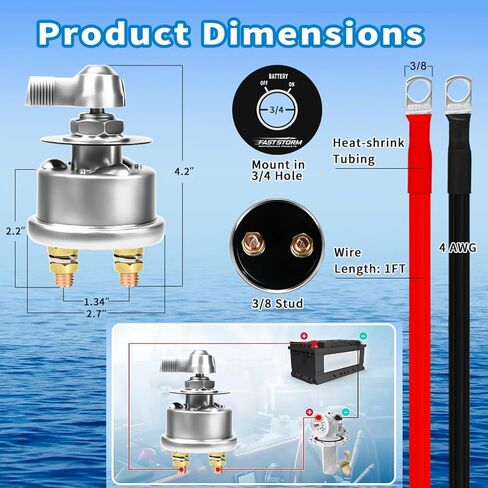 200A 12-48V ارتفاع بطارية Master Disconnect Batchonction مفتاح مفتاح قطع مفتاح القاتل العزل مع لوحة الوجه للسيارة RV Truck Boat Marine ATV in Kuwait