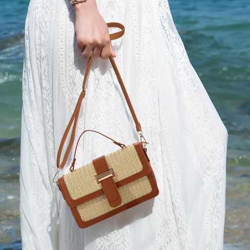 حقائب كروس صيفية من القش للنساء حقائب يد منسوجة عصرية وحقائب يد من القش لقضاء العطلات in Kuwait