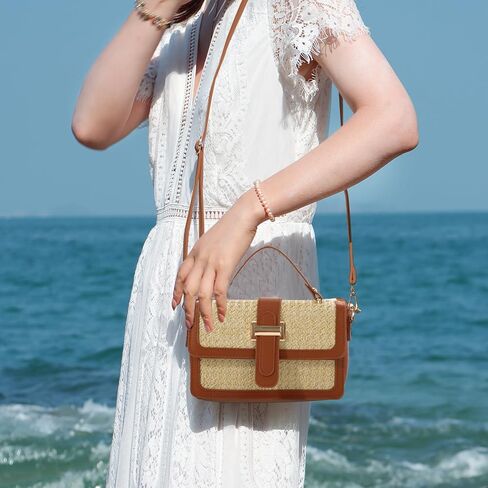 حقائب كروس صيفية من القش للنساء حقائب يد منسوجة عصرية وحقائب يد من القش لقضاء العطلات in Kuwait