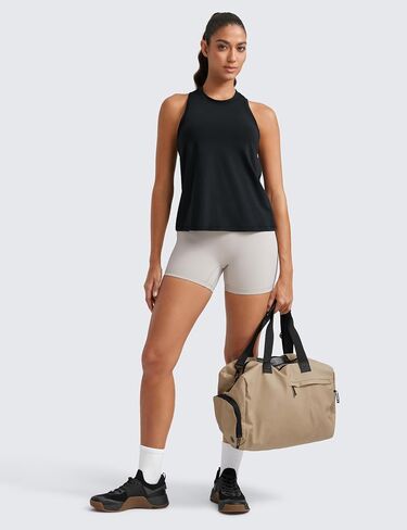 CRZ Yoga Womens Pima Cotton High Neck تجريب الخزان Racerback Athletic Sleveless Tops أساسية قمصان اليوغا غير الرسمية in Saudi Arabia