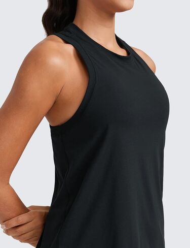 CRZ Yoga Womens Pima Cotton High Neck تجريب الخزان Racerback Athletic Sleveless Tops أساسية قمصان اليوغا غير الرسمية in Saudi Arabia