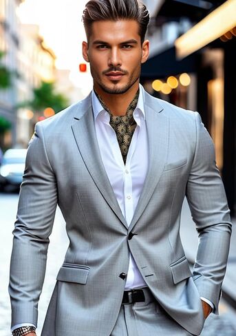 GERINLY Men Silk Feel Dress Scarf Square 35 Inch, Formal Suit Scarves Elegant Ascot, Gentleman Neck Wrap in Kuwait