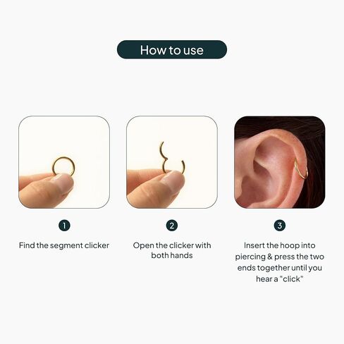 PAVOI 14K GOLD PLATED TITANIUM CLACHER HOOP أقراط للنساء الرجال | مفصلية حلق هوجي | حلزوني الغضروف حلقة الأنف Tragus Rook الحاجز المجوهرات 16-18-20 مقاييس in Saudi Arabia