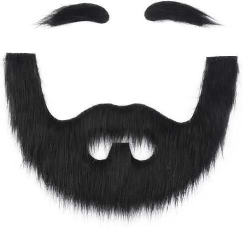 Full Fake Beard and Eyebrows Self Adhesive Realistic Costume Facial Hair Stick On Beard in Kuwait