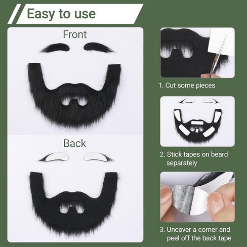 Full Fake Beard and Eyebrows Self Adhesive Realistic Costume Facial Hair Stick On Beard in Kuwait