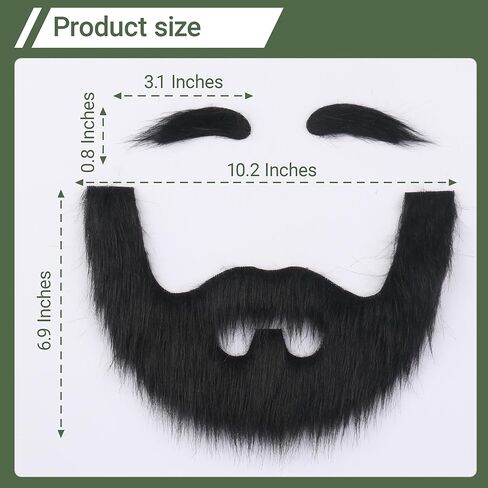 Full Fake Beard and Eyebrows Self Adhesive Realistic Costume Facial Hair Stick On Beard in Kuwait