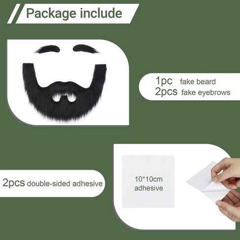 Full Fake Beard and Eyebrows Self Adhesive Realistic Costume Facial Hair Stick On Beard in Kuwait