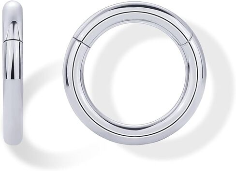 PAVOI 14K GOLD PLATED TITANIUM CLACHER HOOP أقراط للنساء الرجال | مفصلية حلق هوجي | حلزوني الغضروف حلقة الأنف Tragus Rook الحاجز المجوهرات 16-18-20 مقاييس in Saudi Arabia