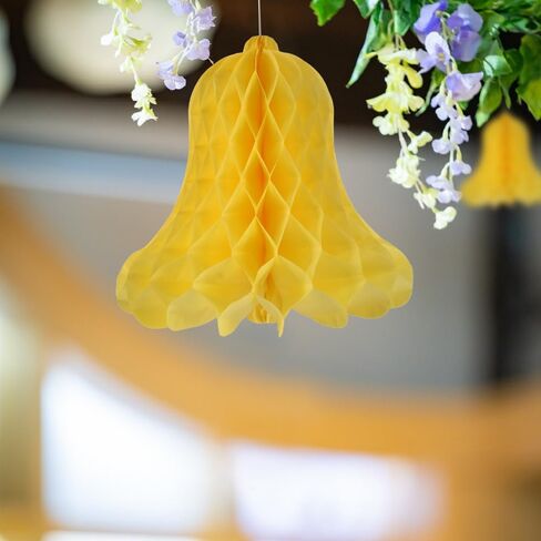 HUIANER White Honeycomb Bells 7pcs Christmas Wedding Bells Hanging White Bridal Honeycomb Bells Paper Bells Decorating Supplies for Weddings Parties Baby Showers in Kuwait