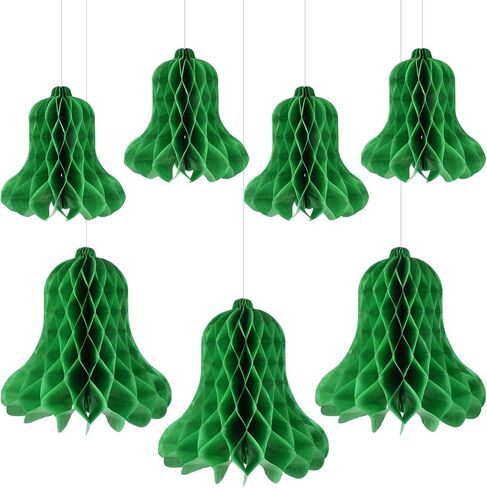 HUIANER White Honeycomb Bells 7pcs Christmas Wedding Bells Hanging White Bridal Honeycomb Bells Paper Bells Decorating Supplies for Weddings Parties Baby Showers in Kuwait