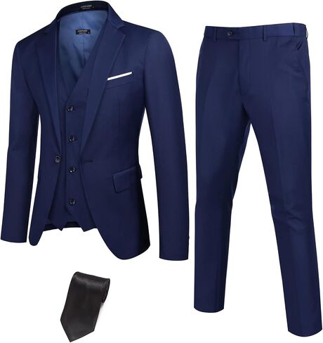 COOFANDY Mens 3 Piece Suits One Button Blazer Jacket Slim Fit Vest Suit Pant with Tie in Saudi Arabia