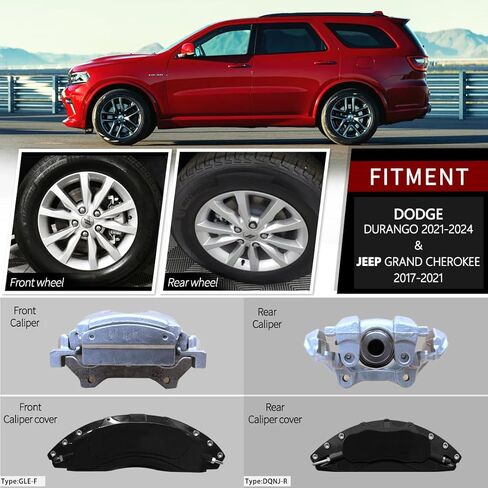 AOOA Aluminum Yellow Caliper Covers fits Dodge Durango SXT/GT/R/T 2021-2024 and Jeep Grand Cherokee 2017-2021 (Set of 4) in Kuwait