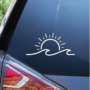 Blue Giraffe Sun & Wave 7" Car Decal - Beach Bumper Sticker