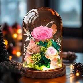 Valentine's Day Flowers Gifts for Her,Preserved Rose in Glass Dome, Forever Flowers for Delivery,Birthday Gifts for Wife Women, Grilfriend Mom-Purple