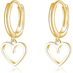 Reffeer Solid 925 Sterling Silver Heart Drop Earrings Hoop for Women Teens Heart Hoop Earrings Huggie Drop Earrings in Kuwait
