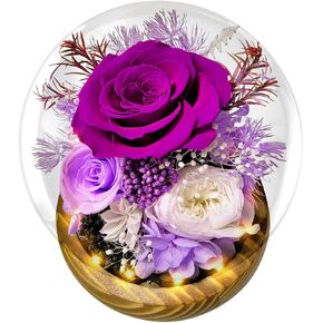 Forever Flowers Gifts for mom .Birthday Gifts for Women, Preserved Flowers in Glass Fresh Flowers for Delivery Prime Champagne Roses for Grandma Sister Daughter.